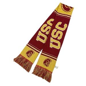 NCAA Adult USC Trojans Football Basketball WARM KNIT Scarf 66” Tube Fringe EUC
